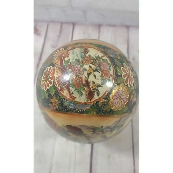 Vintage Asian Satsuma Pracock Porcelain Egg - Picture 2 of 6